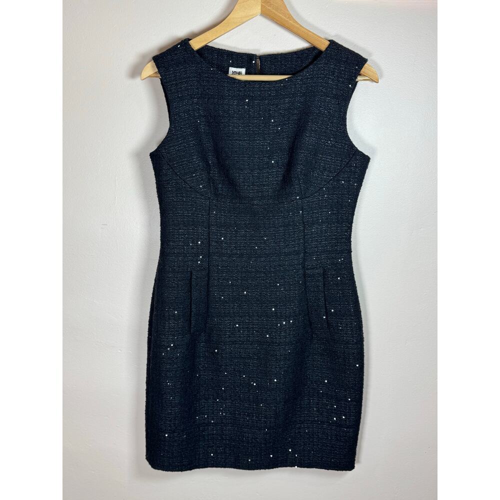 NWT Anne Klien Tweed Black Sequined Fitted Knee Length 4 Luxury Formal MSRP $149